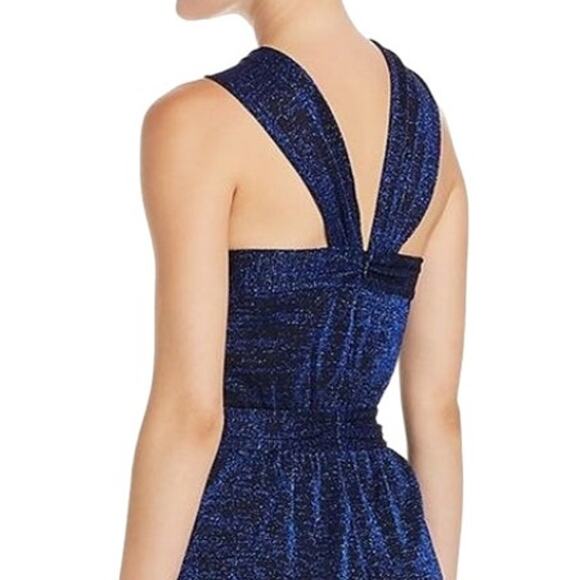 Rachel Zoe Marianne Blue Metallic Wide Leg Sleeveless Jumpsuit Size 2 - Picture 7 of 13